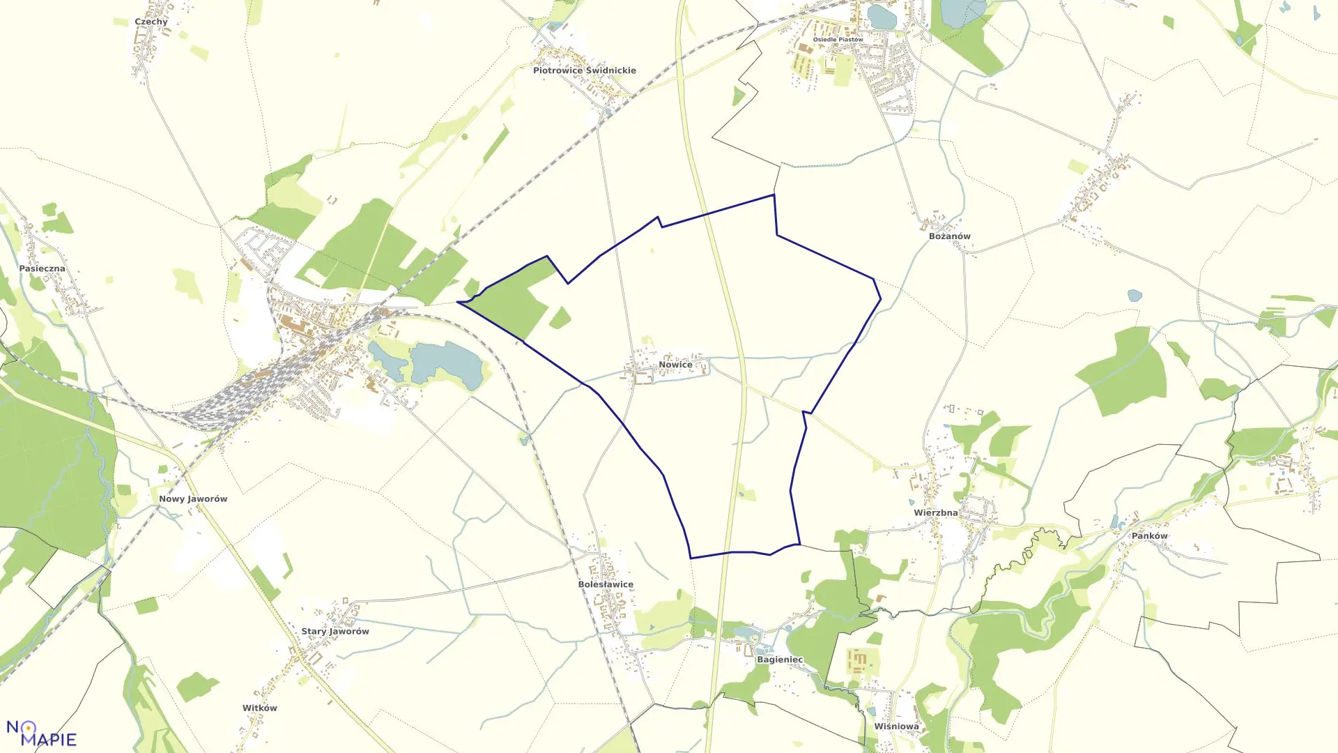 Mapa obrębu Nowice w gminie Jaworzyna Śląska