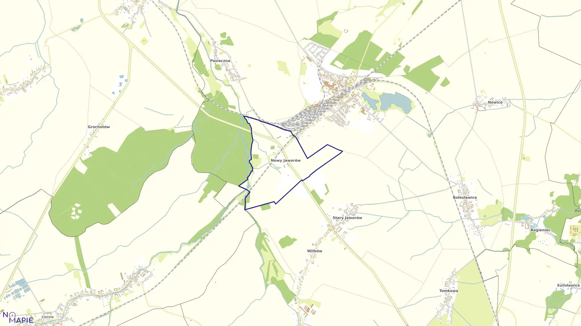 Mapa obrębu Nowy Jaworów w gminie Jaworzyna Śląska